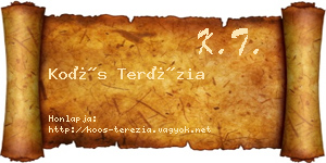 Koós Terézia névjegykártya